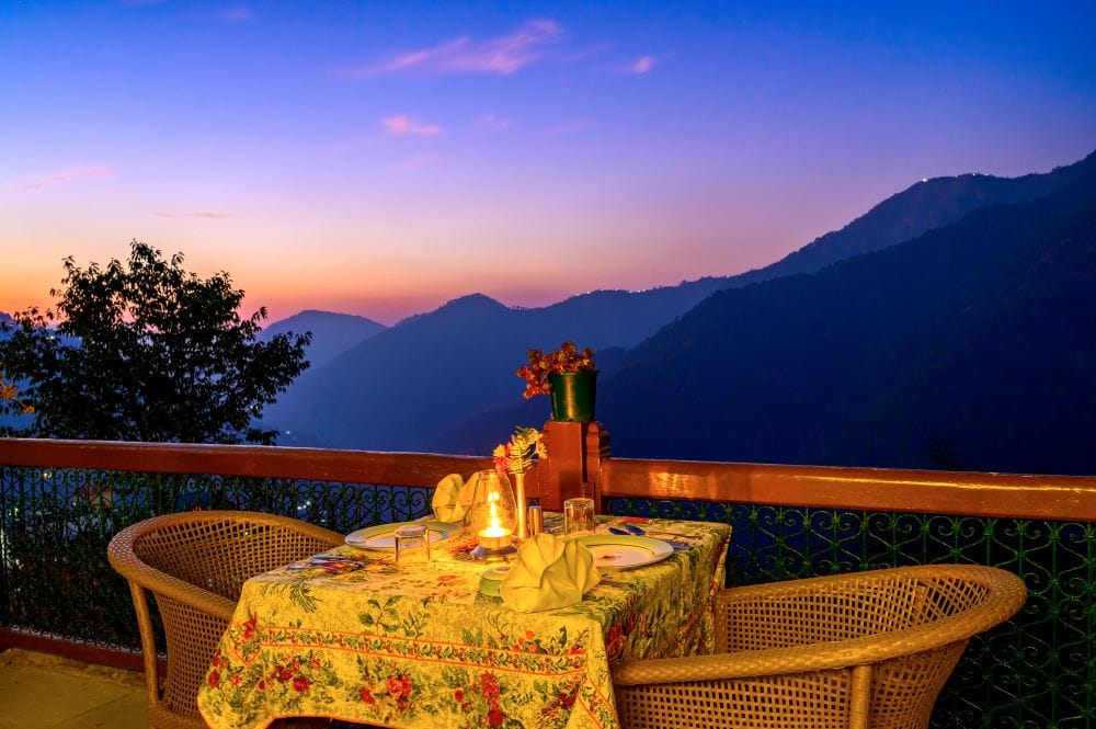 A candlelit dinner in a magical backdrop